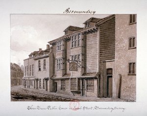 Utsikt över Three Tuns pub på Jacob Street, Bermondsey, London, 1828 av John Chessell Buckler