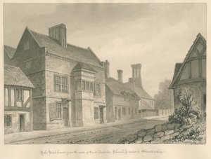 Worcestershire - Droitwich - Workhouse: sepiateckning av John Chessell Buckler