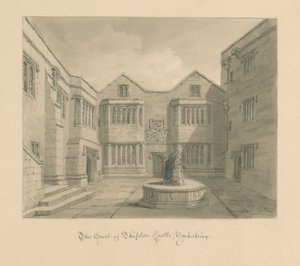 Yorkshire - Skipton Castle: sepiateckning av John Chessell Buckler