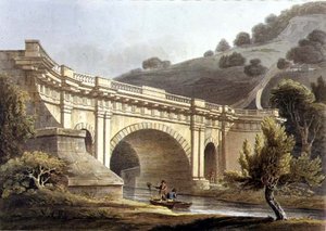 Aqueduct Bridge, Claverton, från "Bath Illustrated by a Series of Views", graverad av John Hill (1770-1850) pub. av William Miller