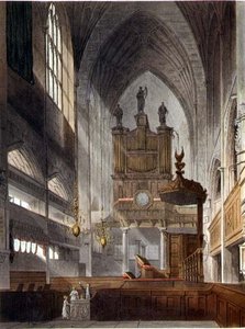 Klostrets interiör, från "Bath Illustrated by a Series of Views", graverad av John Hill (1770-1850), utgiven av William Miller.