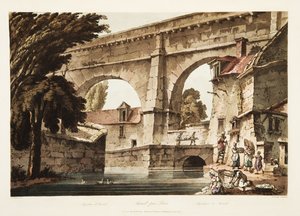 Akvedukt vid Arcueil, illustration från Versailles, Paris och Saint Denis, pub. 1805 (akvatint)