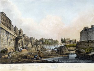 Paris: Utsikt över Pont Notre-Dame - i "Paris vu par J.C. Mats", red. Miller, London av John Claude Nattes