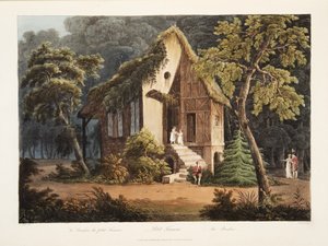 Petit Trianon, The Boudoir, illustration från Versailles, Paris och Saint Denis, pub. 1805 (akvatint)