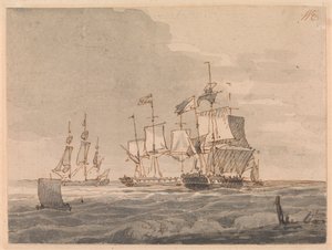 Krigsmän utanför kusten av John Cleveley the Younger
