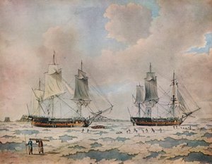 "Skeppen från Lord Mulgraves upptäcktsexpedition inbäddade i is i polarområdena", 1774 av John Cleveley the Younger