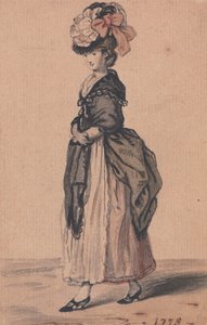 A Lady of Fashion med svart sjal och svarta skor av John Collet