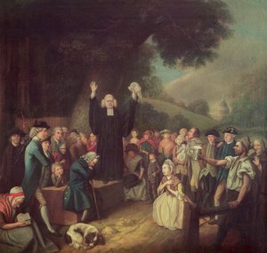 George Whitefield predikar av John Collet