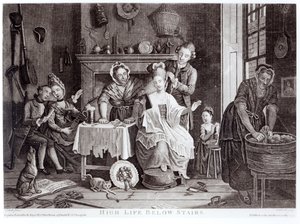 High Life Below Stairs, graverad av Caldwell, pub. år 1772 av John Collet