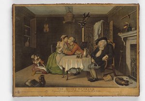 The Quiet Husband, tryck gjord av John June, ca 1768 (handfärgad gravyr) av John Collet