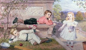 Farrer-barnen, Gaspard, Henry och Cecilia i trädgårdarna på ett hus på landet i Berkshire av John Collingham Moore