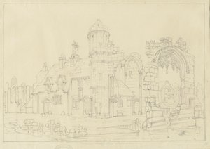 Dudley Priory: blyertsteckning, nd [1800-talet] av John Coney