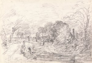 En bro nära Salisbury Court, kanske Milford Bridge av John Constable