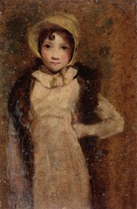 En flicka, som tros vara konstnärens dotter (olja på papper ombord) av John Constable