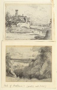 A Manor House, 1815, och Dedham från nära Gun Hill, Langham, ca 1815 av John Constable