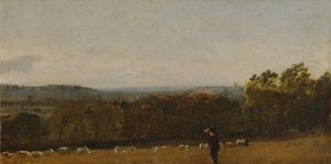 En fåraherde i ett landskap som blickar över Dedham Vale mot Langham av John Constable