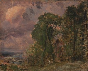 En utsikt över Hampstead med stormigt väder av John Constable