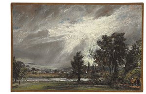 En vy över Salisbury (olja på papper nedlagd på duk) av John Constable
