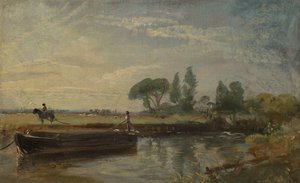 Pråm nedanför Flatford Lock av John Constable