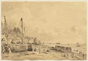 Brighton Beach, Looking East, 1824 av John Constable