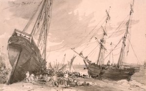 Brightons kustscen med två skepp i förgrunden, 30 maj 1828 av John Constable