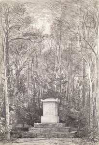 Cenotaph för Sir Joshua Reynolds vid Coleorton Hall, Leicestershire, 1823 (blyertsritning) av John Constable