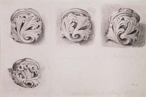 Corbels i Solihull Church, Warwickshire (tegning) swed av John Constable