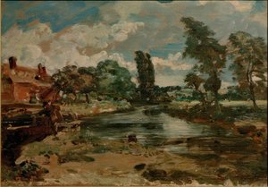 Flatford Mill sett från slussen av John Constable