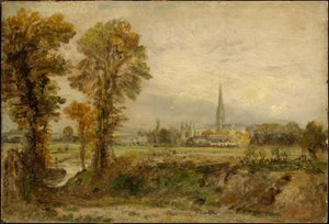 Avlägsen vy över Salisburykatedralen av John Constable