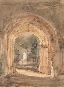 Östra Bergholtskyrkan, med utsikt över södra valvgången av det förstörda tornet av John Constable