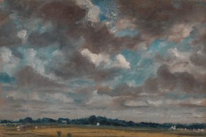 Vidsträckt landskap med grå moln, ca. 1821. av John Constable