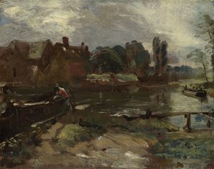 Flatford Mill från slussen, ca 1810 av John Constable