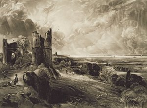 Hadleigh Castle, na vaneina e David Lucas (1802-81) c.1832 (mezzotint with etching)swed av John Constable