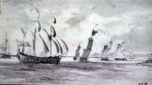 Frakt i en bris i Themsen eller Medway (grafit på papper) av John Constable
