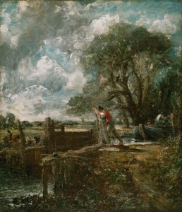 Skiss till "En båt som passerar en sluss" av John Constable