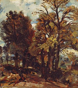 Sketch of a Lane at East Bergholt, c.1810 (olja på papper på duk) av John Constable