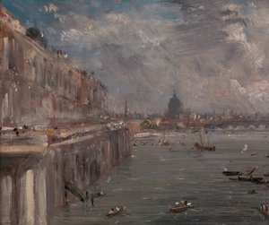Somerset House Terrace från Waterloo Bridge, ca. 1819. av John Constable