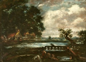 Studie till The Leaping Horse (View on the Stour) (olja på duk) av John Constable