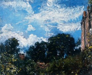 Studie av himmel och träd (olja på duk) av John Constable
