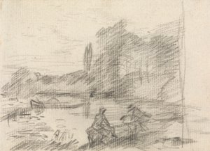 Två figurer vid en flod av John Constable