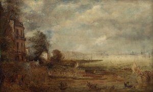 Waterloo Bridge sett från Whitehall Stairs, c.1829 av John Constable