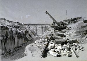 Blisworth Cutting, Northamptonshire, från ovan, 2 juli 1837 (penna & bläck och tvätt på papper) av John Cooke Bourne