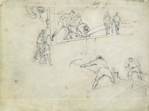 Konstruktion av London och Birmingham Railway, ca 1835 (penna på papper; sammansatt skiss) av John Cooke Bourne