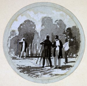 Levelling, London & Birmingham Railway, ca 1838 (penna & bläck och tvätt på papper) av John Cooke Bourne