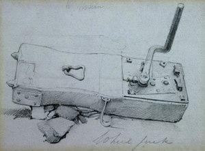 Hjuldomkraft, 1830-tal (penna & bläck och tvätt på papper)