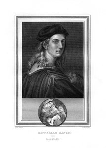 Raphael eller Raffaello, målarmästare och arkitekt för den florentinska skolan, 1825. av John Corner