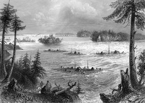 Korsningen mellan floderna Ottawa och St Lawrence, Kanada, 1842.