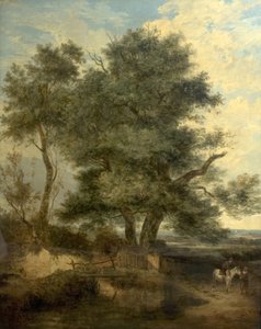 Träd vid en bäck (The Willow Tree, a Horseman and a Woman on a Road), c.1818 (olja på duk)