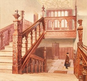 Charterhouse: the Grand Staircase, maj 1885 (akvarell) av John Crowther