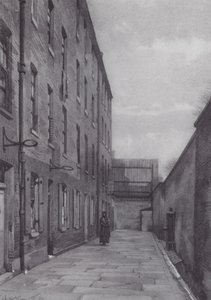 Det försvunna London: Marshalsea Place, del av gäldenärsfängelset (litografi) av John Crowther
